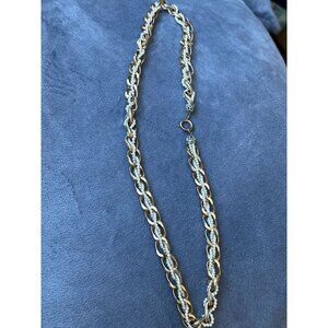Vintage Gold-Tone Necklace With Seed Pearl Strand & Twisted Links